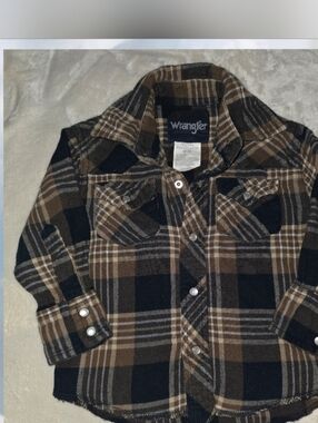 Wrangler Boys 4/5 Pearl Button Down Plaid Long Sleeve Shirt